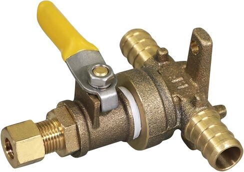 صمام خط الوسط QJNW12-OM صانع الثلج / المرطب صمام إيقاف مع آذان متدلية؛ 1/2 بوصة PEX B × 1/4 بوصة COMP؛ صب النحاس in Saudi Arabia