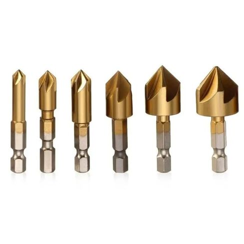 6pcs/Set Flute Chamfer Countersink Round 1/4" Hex Shank HSS 90 Degree Wood Chamfering Cutter 6mm-19mm Countersink Drill Bit in Saudi Arabia