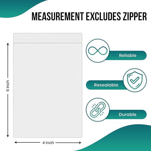 Levex - 4" x 6" (100 Count) 2 Mil Clear Reclosable Zip Plastic Poly Bags with Resealable Lock Seal Zipper for Travel, Storage, Packaging & Shipping in Kuwait