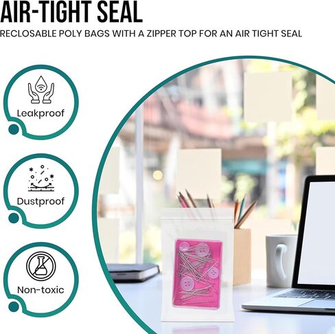 Levex - 4" x 6" (100 Count) 2 Mil Clear Reclosable Zip Plastic Poly Bags with Resealable Lock Seal Zipper for Travel, Storage, Packaging & Shipping in Kuwait