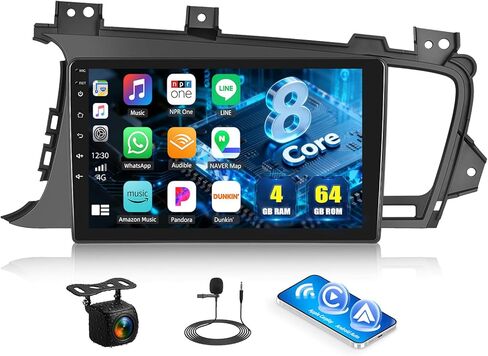 2+64G Android 15 ستيريو سيارة لكيا أوبتيما K5 2010 2011 2012 2013 مع Carplay اللاسلكي Android Auto، راديو سيارة بشاشة لمس 9 بوصة مع WiFi GPS Mirror Link Bluetooth EQ FM RDS SWC in Saudi Arabia