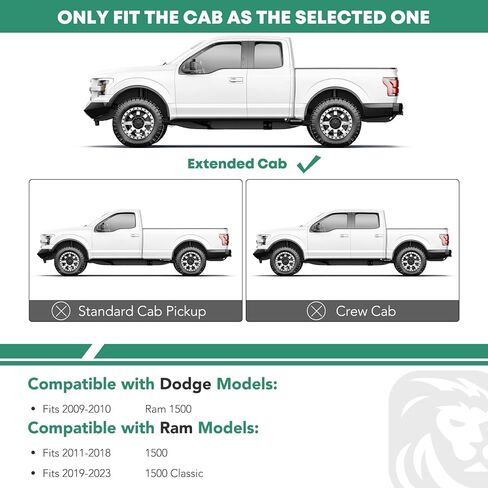 خطوات جانبية لألواح الجري YHTAUTO مقاس 7 بوصات متوافقة مع دودج رام 1500 2009-2018، 1500 كلاسيك 2019-2024، رام 2500 3500 4500 5500 2010-2026، كابينة الطاقم، قضبان جانبية لكابينة الشاحنة in Saudi Arabia