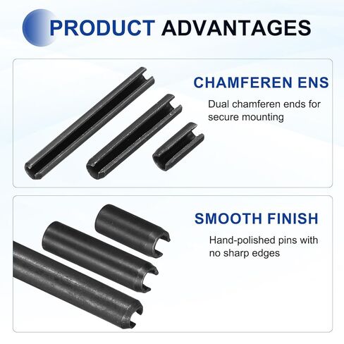 MECCANIXITY 25Pcs Slotted Split Roll Pins 3/10 Inch(8mm) Dia. 2 Inch(50mm) Length 65Mn Steel Spring Tension Expansion Dowels for Secure Fastening, Black in Kuwait