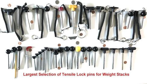 Magnetic Pin, Tensile (3/8" Dia 4-1/4" Locking Space) w/Black T Handle Knob and Jumbo Lanyard/Holder- Universal Weight Stack Replacement SELECTOR Key | Chrome Plated Steel Shaft - by SB. in Saudi Arabia