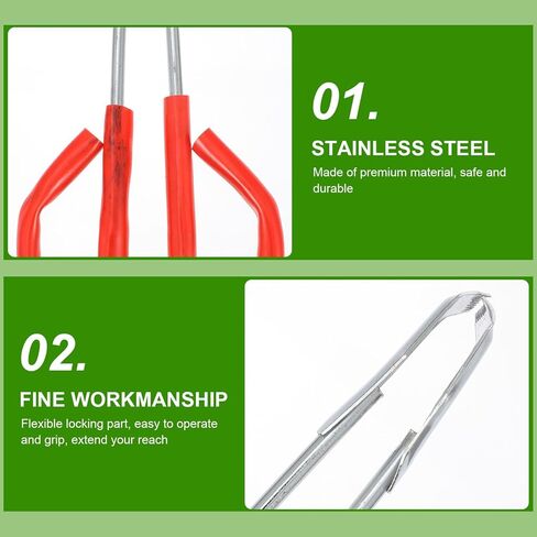 Holibanna 2 قطعة 60 سم أداة التقاط القمامة من الفولاذ المقاوم للصدأ مع قبضة مضادة للانزلاق، مشابك قمامة طويلة لجمع القمامة في الهواء الطلق وفرز النفايات in Kuwait