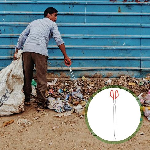 Holibanna 2 قطعة 60 سم أداة التقاط القمامة من الفولاذ المقاوم للصدأ مع قبضة مضادة للانزلاق، مشابك قمامة طويلة لجمع القمامة في الهواء الطلق وفرز النفايات in Kuwait