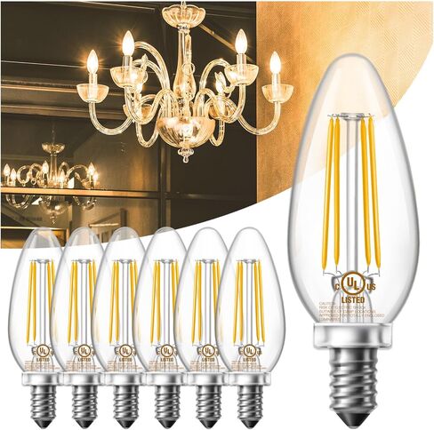 DAYBETTER E12 Candelabra Bulbs 40W Equivalent, Dimmable Chandelier Light Bulbs, 4.5W 500LM Candle Bulbs 2700K Warm White, B11 LED Filament Vintage Light Bulbs for Chandelier Ceiling Fan, 12 Pack in Saudi Arabia