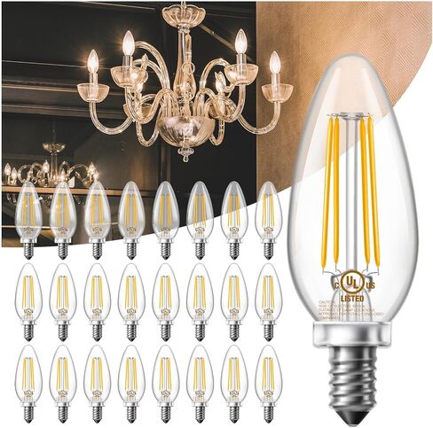 DAYBETTER E12 Candelabra Bulbs 40W Equivalent, Dimmable Chandelier Light Bulbs, 4.5W 500LM Candle Bulbs 2700K Warm White, B11 LED Filament Vintage Light Bulbs for Chandelier Ceiling Fan, 12 Pack in Saudi Arabia