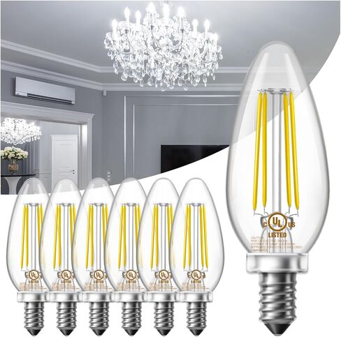 DAYBETTER E12 Candelabra Bulbs 40W Equivalent, Dimmable Chandelier Light Bulbs, 4.5W 500LM Candle Bulbs 2700K Warm White, B11 LED Filament Vintage Light Bulbs for Chandelier Ceiling Fan, 12 Pack in Saudi Arabia