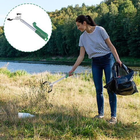 SAFIGLE 40cm Aluminum Alloy Trash Picker Clamp, Portable Metal Pole Garbage Clamp with Non-Skid Grip, Pickup Tool for Outdoor and Industrial Waste Cleanup in Saudi Arabia