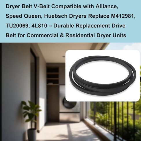 Dryer Belt V-Belt Compatible with Alliance, Speed Queen, Huebsch Dryers Replace M412981, TU20069, 4L810 – Durable Replacement Drive Belt for Commercial & Residential Dryer Units in Kuwait