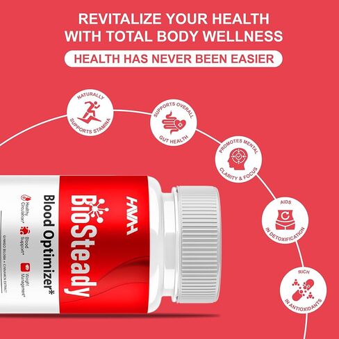 Havah BioSteady Blood Optimizer Advanced Daily Multivitamin Health Support and Natural Wellness Supplement Formula, Bio Steady Premium Health and Wellness Support Formula (1 Pack - 60 Capsules) in Kuwait