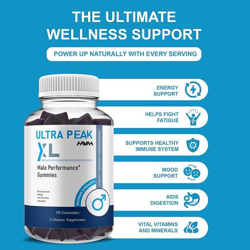 Havah Ultra Peak XL Performance Gummies, UltraPeak XL Advanced Overall Health and Natural Performance Formula Supplement (1 Pack - 30 Gummies) in Kuwait
