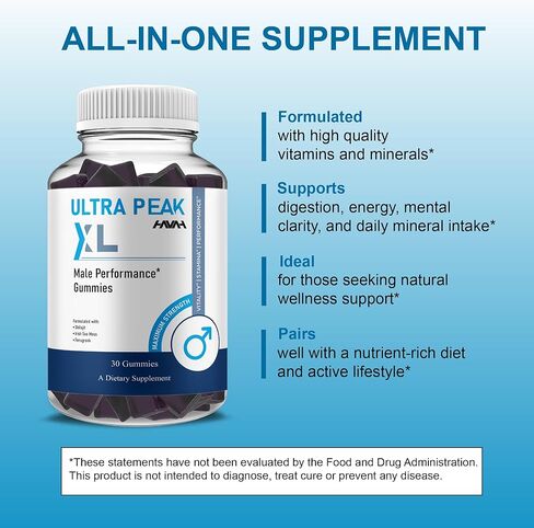 Havah Ultra Peak XL Performance Gummies, UltraPeak XL Advanced Overall Health and Natural Performance Formula Supplement (1 Pack - 30 Gummies) in Kuwait