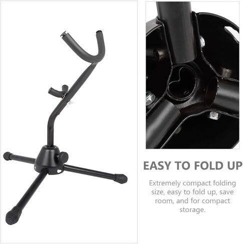 حامل ساكسفون ألتو محمول قابل للطي من Veemoon باللون الأسود - حامل حامل ساكسفون ثلاثي القوائم خفيف الوزن لأداء الموسيقى وممارسة الموسيقى in Kuwait