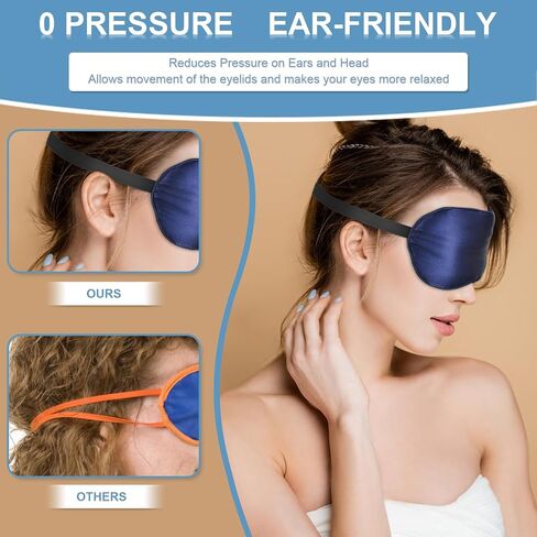 قناع العين من حرير التوت 100% من تي فن للنوم، قناع نوم معتم للرجال والنساء، قناع عين ناعم للنوم مع حزام قابل للتعديل، غطاء عين معصوب العينين للسفر/النوم الليلي، أزرق داكن in Kuwait