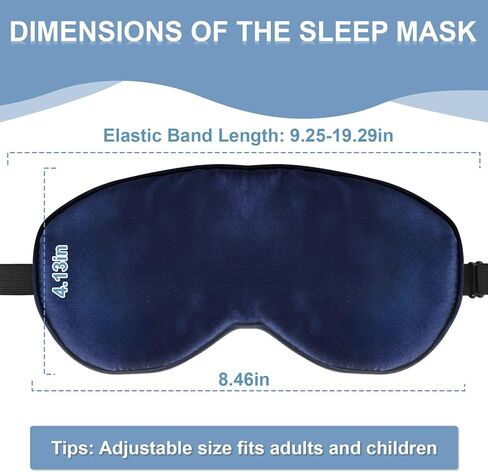 قناع العين من حرير التوت 100% من تي فن للنوم، قناع نوم معتم للرجال والنساء، قناع عين ناعم للنوم مع حزام قابل للتعديل، غطاء عين معصوب العينين للسفر/النوم الليلي، أزرق داكن in Kuwait