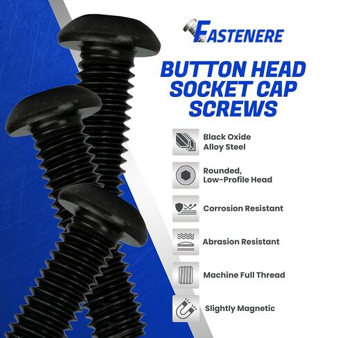 براغي غطاء مقبس رأس زر Fastenere - 8-32 × 1-1/4 بوصة (50 قطعة) من سبائك الصلب، ملولبة بالكامل، لمسة نهائية من أكسيد أسود ناعم، مقاومة للتآكل، خيط الآلة، سهلة التركيب مع محرك Allen Hex in Saudi Arabia