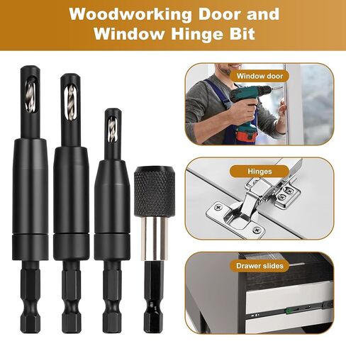 مجموعة رؤوس مثقاب مركزية ذاتية من FIVEPEARS، 3 قطع VIX مع ساق سداسية 1/4 بوصة، 3/32 بوصة، 7/64 بوصة، 1/8 بوصة مجموعة رؤوس مثقاب مركزية للخزانة والباب والمفصلات الدقيقة in Kuwait