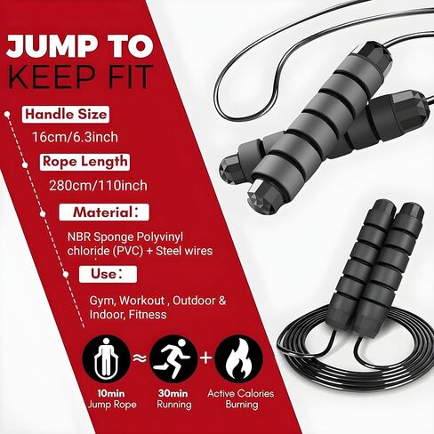Jump Rope - Tangle-Free Rapid Speed with Ball Bearings -jump Rope for Men, Women, Kids and Adults – Home Exercise and Slim Body Adjustable Speed Jump Ropes for Fitness at Home Gym Workout in Saudi Arabia