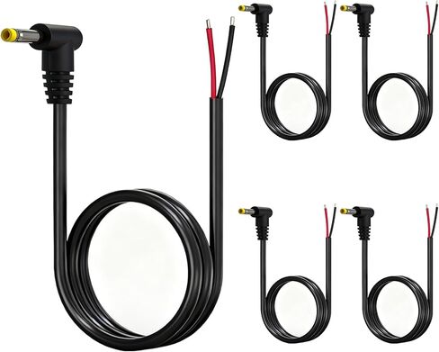 4.0 مم × 1.7 مم 12 فولت تيار مستمر كابل طرفي بزاوية 90 درجة 5 حزم، 22AWG 1FT مع موصل أسطواني ذكر لكاميرا CCTV الأمنية، مصابيح شريط LED، مصدر طاقة (إصلاح) in Kuwait