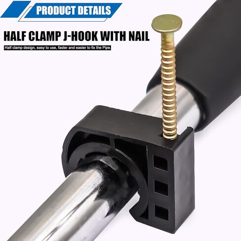 Taiss 60 قطعة خطاف على شكل حرف J مع مسمار 3 مقاسات 1/2" 3/4" 1"، مشابك pex سوداء للأنابيب in Kuwait