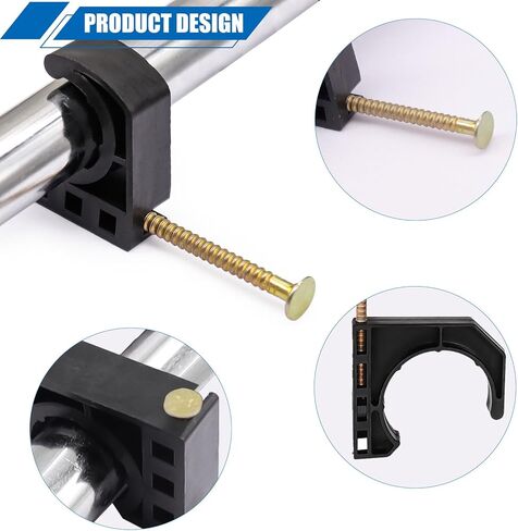 Taiss 60 قطعة خطاف على شكل حرف J مع مسمار 3 مقاسات 1/2" 3/4" 1"، مشابك pex سوداء للأنابيب in Kuwait