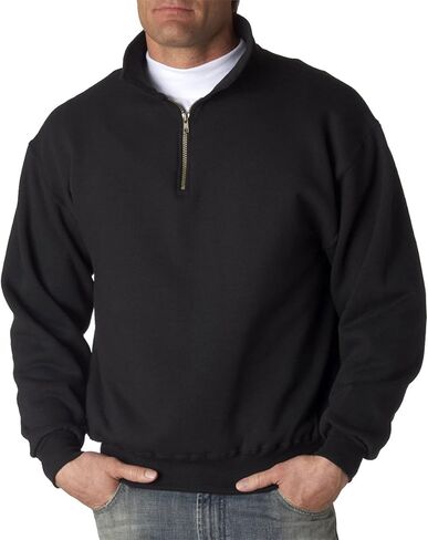 Jerzees Super Sweats Adult Quarter-Zip Cadet Collar Sweatshirt XL Black in Saudi Arabia