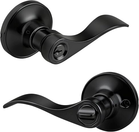 Gobrico Satin Nickel 2 Pack Keyed-Alike Wave/Drop-Style Door Handle Levers, Knobs with Lock and Same Key for Exterior Entrance Door in Saudi Arabia