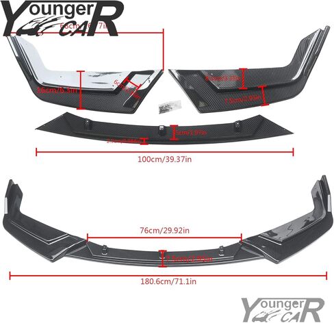 YOUNGERCAR Front Bumper Lip Fit for 2017-2021 Honda Civic Si FK7 Hatchback ABS Painted Gloss Black Front Spoiler Lip Splitter Bumper 3 Pieces in Saudi Arabia