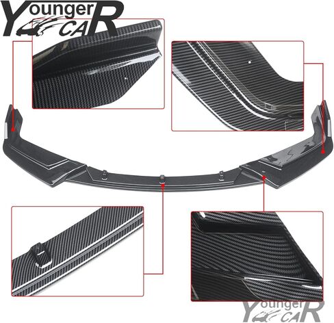 YOUNGERCAR Front Bumper Lip Fit for 2017-2021 Honda Civic Si FK7 Hatchback ABS Painted Gloss Black Front Spoiler Lip Splitter Bumper 3 Pieces in Saudi Arabia