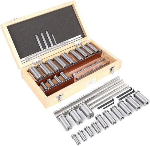 22 Pcs Keyway Broach Set - High Speed Steel Broach Kit with Collared Bushing & Shim, Metalworking Tools in Fitted Box for Industrial Applications in Saudi Arabia