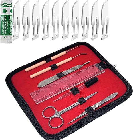 A2ZScilab Plant Study & Plant Research Kit, 17 PC - Botany Dissection kit for Lab and Field Study - Stainless Steel Scissors Forceps Scalpel Handle Glass Dropper + FREE Sharp Blades & Ruler in a Case in Saudi Arabia