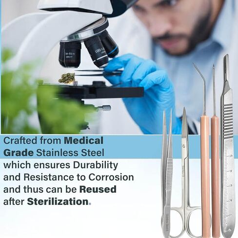 A2ZScilab Plant Study & Plant Research Kit, 17 PC - Botany Dissection kit for Lab and Field Study - Stainless Steel Scissors Forceps Scalpel Handle Glass Dropper + FREE Sharp Blades & Ruler in a Case in Saudi Arabia