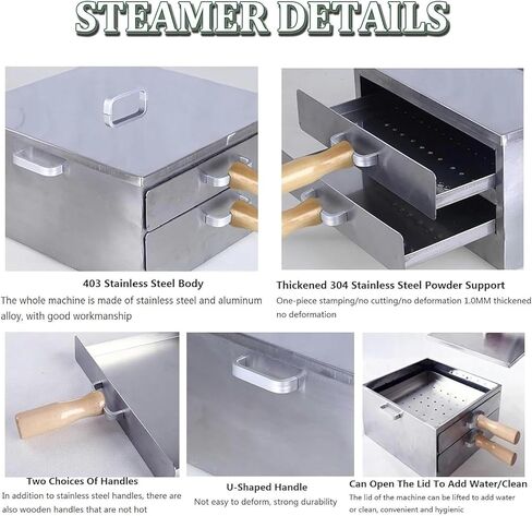 Rice Noodle Rolls Machine, Rice Roll Steamer, with Long Wooden Insulated Handle Steamer, for Cheung Fun Changfen Furnace Cooking Cuisine in Saudi Arabia