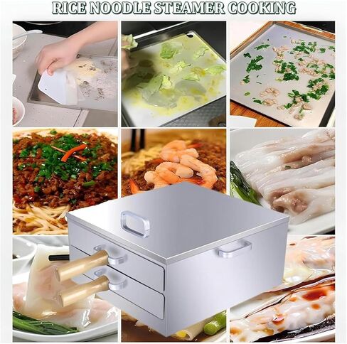 Rice Noodle Rolls Machine, Rice Roll Steamer, with Long Wooden Insulated Handle Steamer, for Cheung Fun Changfen Furnace Cooking Cuisine in Saudi Arabia