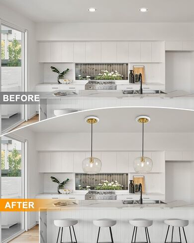 Luvkczc Recessed Can Light Conversion Kit for 5" and 6" Ceiling Fixtures - Pendant/Hanging Light Upgrade, Includes E26 Socket, Mounting Bracket, Round Ceiling Plate（White） in Saudi Arabia