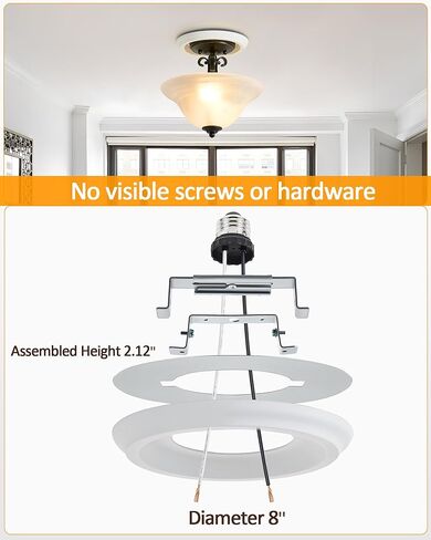 Luvkczc Recessed Can Light Conversion Kit for 5" and 6" Ceiling Fixtures - Pendant/Hanging Light Upgrade, Includes E26 Socket, Mounting Bracket, Round Ceiling Plate（White） in Saudi Arabia