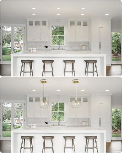 Luvkczc Recessed Can Light Conversion Kit for 5" and 6" Ceiling Fixtures - Pendant/Hanging Light Upgrade, Includes E26 Socket, Mounting Bracket, Round Ceiling Plate（White） in Saudi Arabia