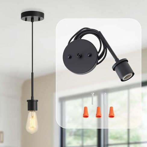 Luvkczc Recessed Can Light Conversion Kit for 5" and 6" Ceiling Fixtures - Pendant/Hanging Light Upgrade, Includes E26 Socket, Mounting Bracket, Round Ceiling Plate（White） in Saudi Arabia
