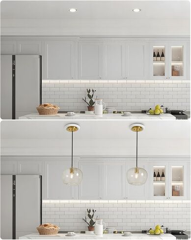 Luvkczc Recessed Can Light Conversion Kit for 5" and 6" Ceiling Fixtures - Pendant/Hanging Light Upgrade, Includes E26 Socket, Mounting Bracket, Round Ceiling Plate（White） in Saudi Arabia