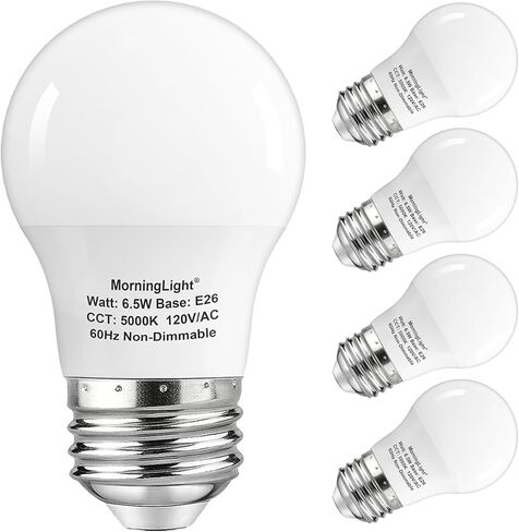 MorningLight 4 Pack A15 Light Bulbs 60 Watt Equivalent, Soft White 3000K LED Light Bulb, Non-Dimmable, 600 Lumens, E26 Base, A15 6.5W LED Light Bulbs 60 Watt for Ceiling Fan, Enclosed Fixture in Kuwait