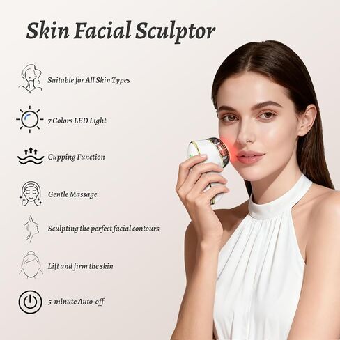 Red Light Therapy for Face,7 Color LED Lymphatic Drainage Massager Facial Cupping Suction for Skin Tightening, Face Lift Device in Saudi Arabia