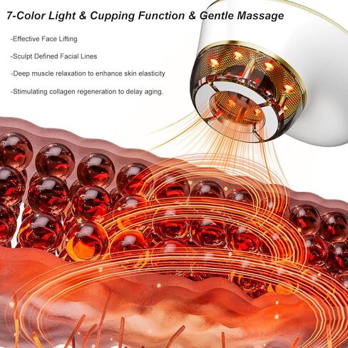 Red Light Therapy for Face,7 Color LED Lymphatic Drainage Massager Facial Cupping Suction for Skin Tightening, Face Lift Device in Saudi Arabia