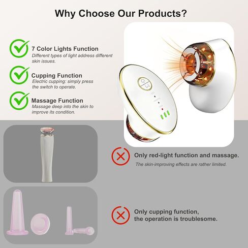 Red Light Therapy for Face,7 Color LED Lymphatic Drainage Massager Facial Cupping Suction for Skin Tightening, Face Lift Device in Saudi Arabia