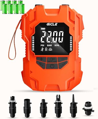 GICLE 22PSI Rechargeable Paddle Board Pump Electric Portable, 2000ma*8 Battery Powered SUP Pump for Inflatables Paddleboard Kayak Tent Boat for Inflation and Deflation with DC12V car Connector in Kuwait