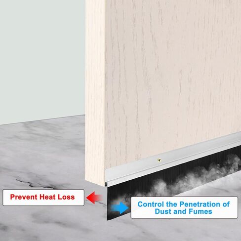 M METERXITY 2-Pack Door Brush Bottom Sweep, 39" L x 2.6" W H-Shape Aluminum Alloy Base with 1.6" Nylon Brush for Industrial/Home/Garage Door Seal, Strong Adhesive Weather Stripping Kit[Silver] in Saudi Arabia