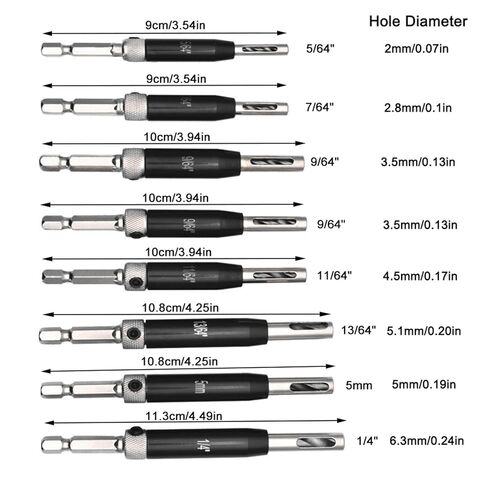 SagaSave 22PCS Self Centering Drill Bit Set Self Centering Hinge Tapper Core Hole Puncher 5/64'' 7/64'' 9/64'' 11/64'' 13/64'' 5mm 1/4'' & 1 Pcs Hex Wrench & 10 Pcs Twist Drill Bits +1 Center Punch in Saudi Arabia