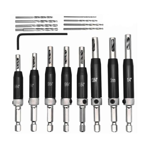 SagaSave 22PCS Self Centering Drill Bit Set Self Centering Hinge Tapper Core Hole Puncher 5/64'' 7/64'' 9/64'' 11/64'' 13/64'' 5mm 1/4'' & 1 Pcs Hex Wrench & 10 Pcs Twist Drill Bits +1 Center Punch in Saudi Arabia