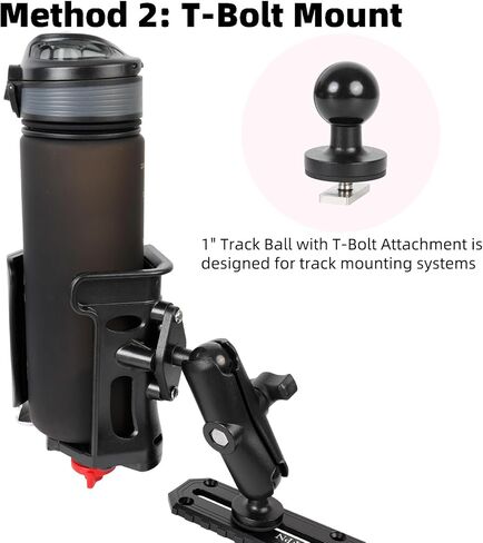 Adjustable Boat Cup Holder for Large Water Bottles (2.36" to 3.54" Diameter), with AMPS Square Plate & T-Bolt Track Base for Kayaks and Boats in Saudi Arabia